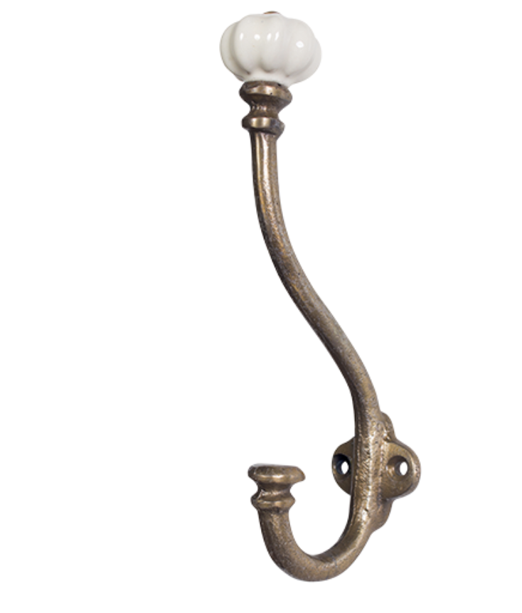 Brass Hook with Ceramic Knob