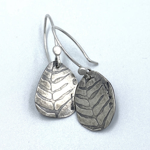 Red Peg recycled silver hand beaten earrings - X Small #7
