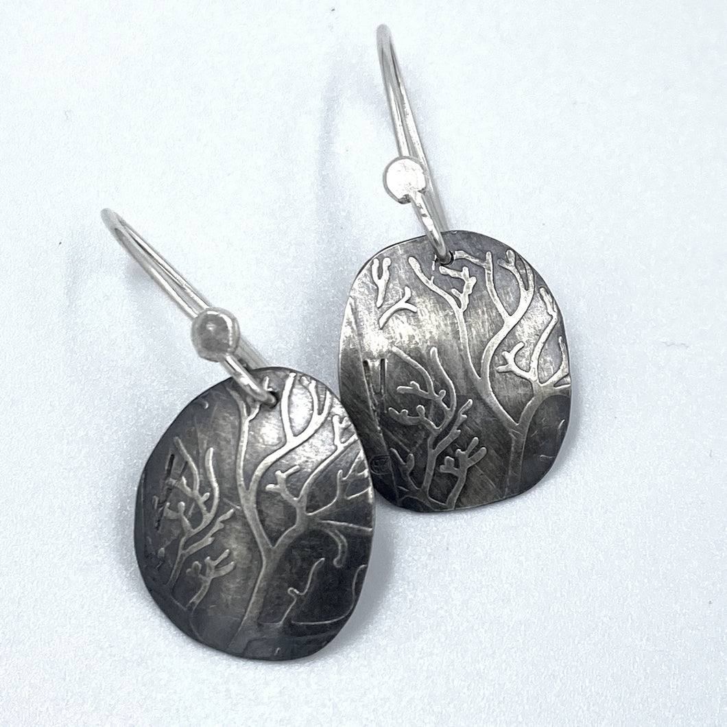 Red Peg recycled silver hand beaten earrings - X Small #8