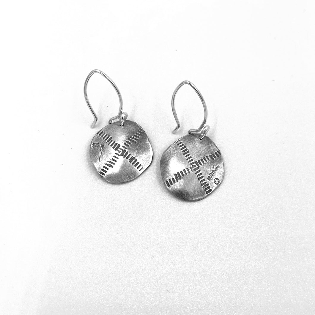 Red Peg recycled silver hand beaten earrings - X Small #1