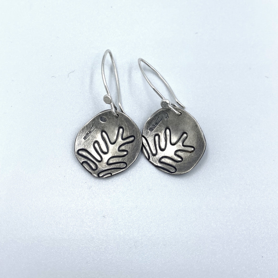 Red Peg recycled silver hand beaten earrings - X Small #2