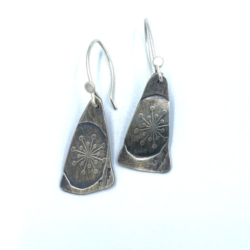 Red Peg recycled silver hand beaten earrings - X Small #6