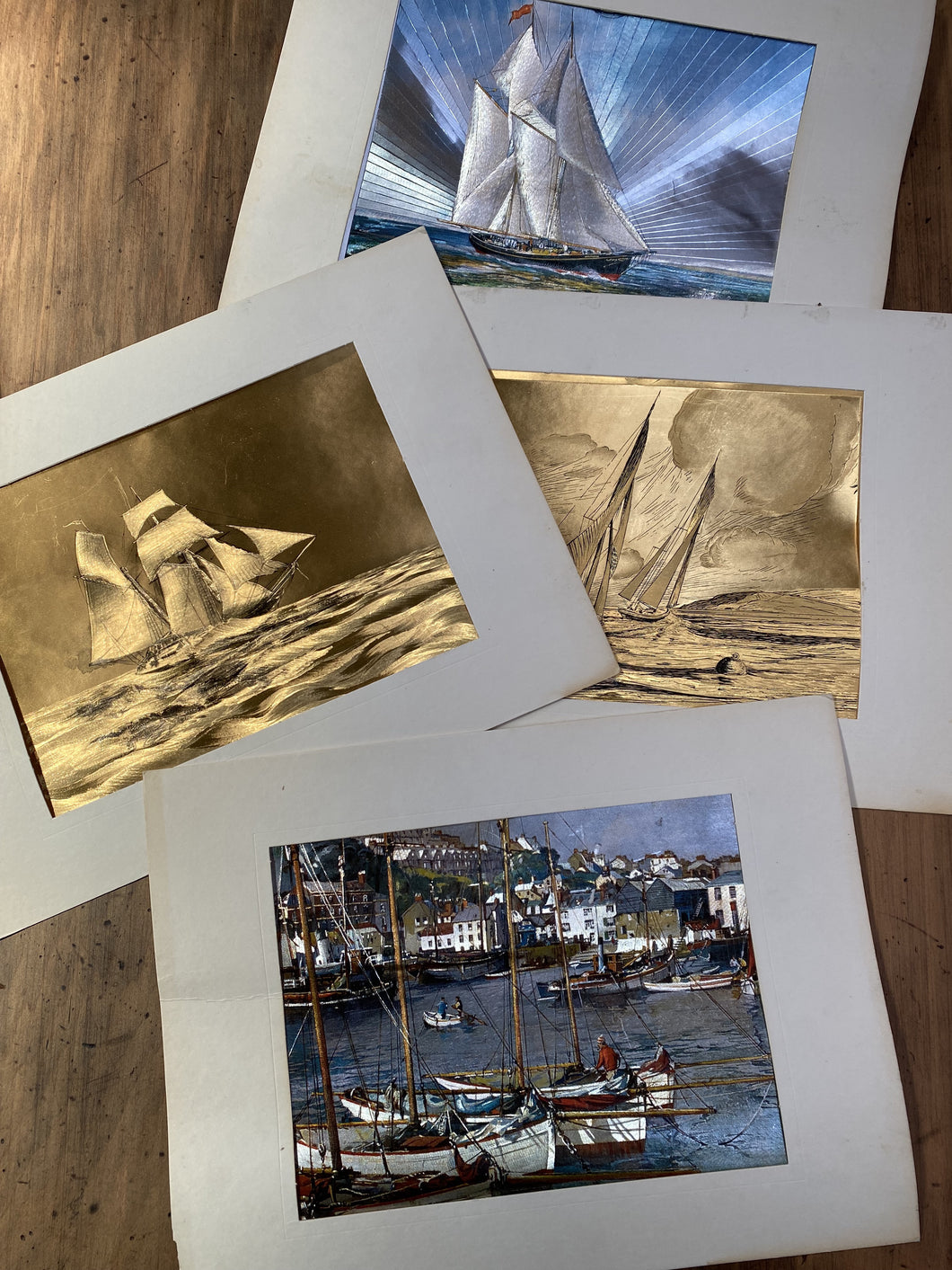 Collection of 4 Vintage Dufex Prints Nautical Themed