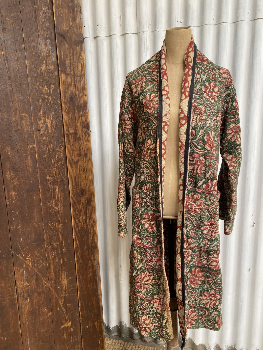 Bagru Kantha Reversible Long Jacket #5