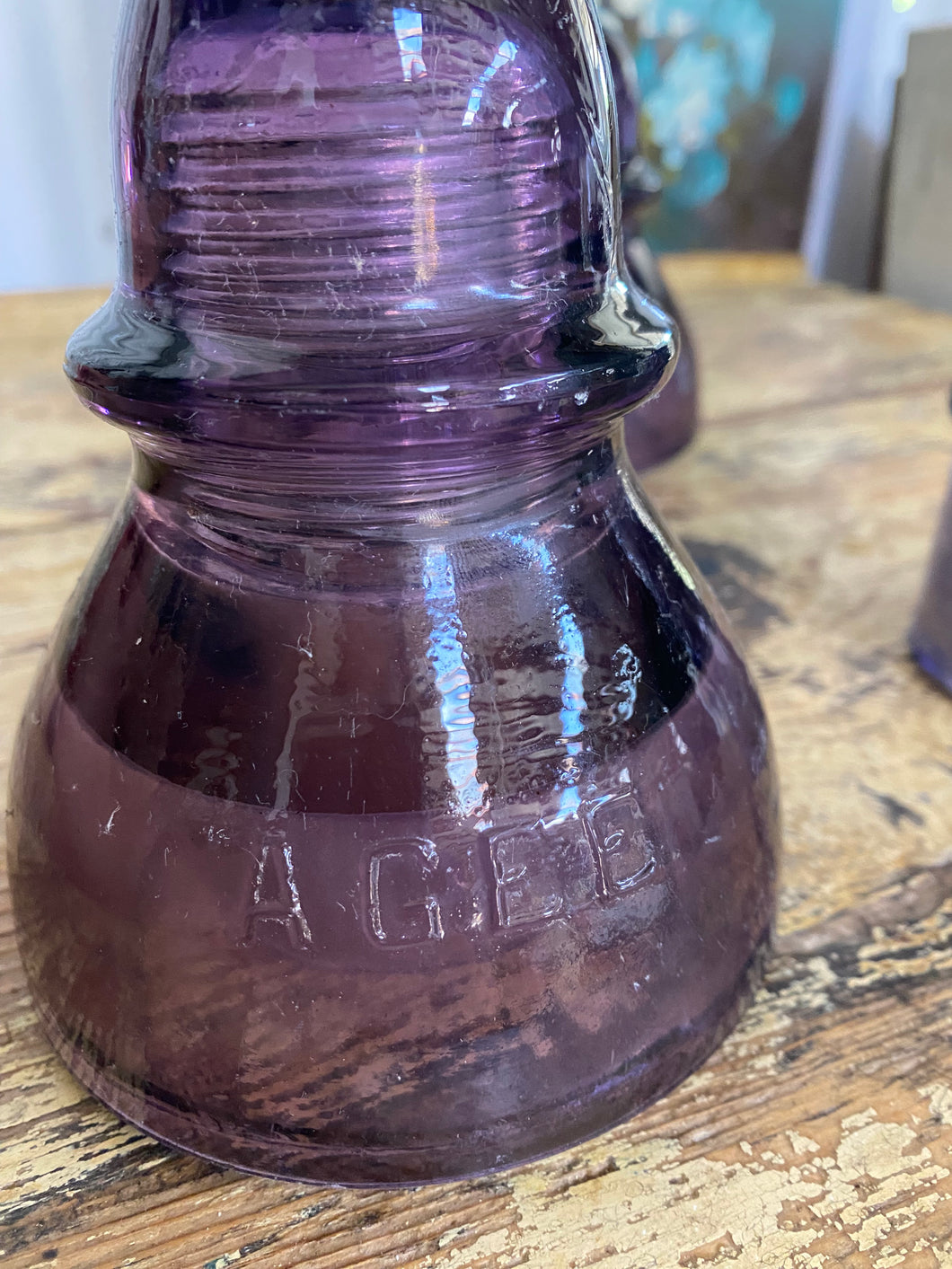 Vintage Purple Glass Agee Insulator
