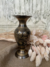 Load image into Gallery viewer, Elegant Etched Floral Brass Indian Vase