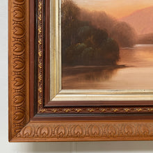 Load image into Gallery viewer, Antique Landscape Painting Golden Haze Over Water