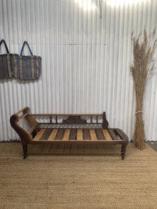 Rustic Timber Day Bed with Pretty Carved Details