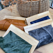 Load image into Gallery viewer, Australian made timber and leather clutches