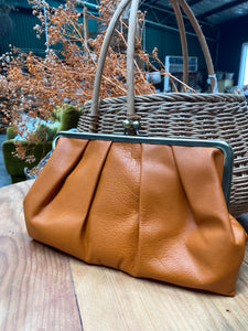 Australian made pleated leather clutch