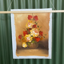 Load image into Gallery viewer, Vintage Oil Painting Yellow Roses Was $90