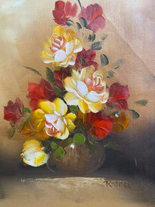 Vintage Oil Painting Yellow Roses Was $90