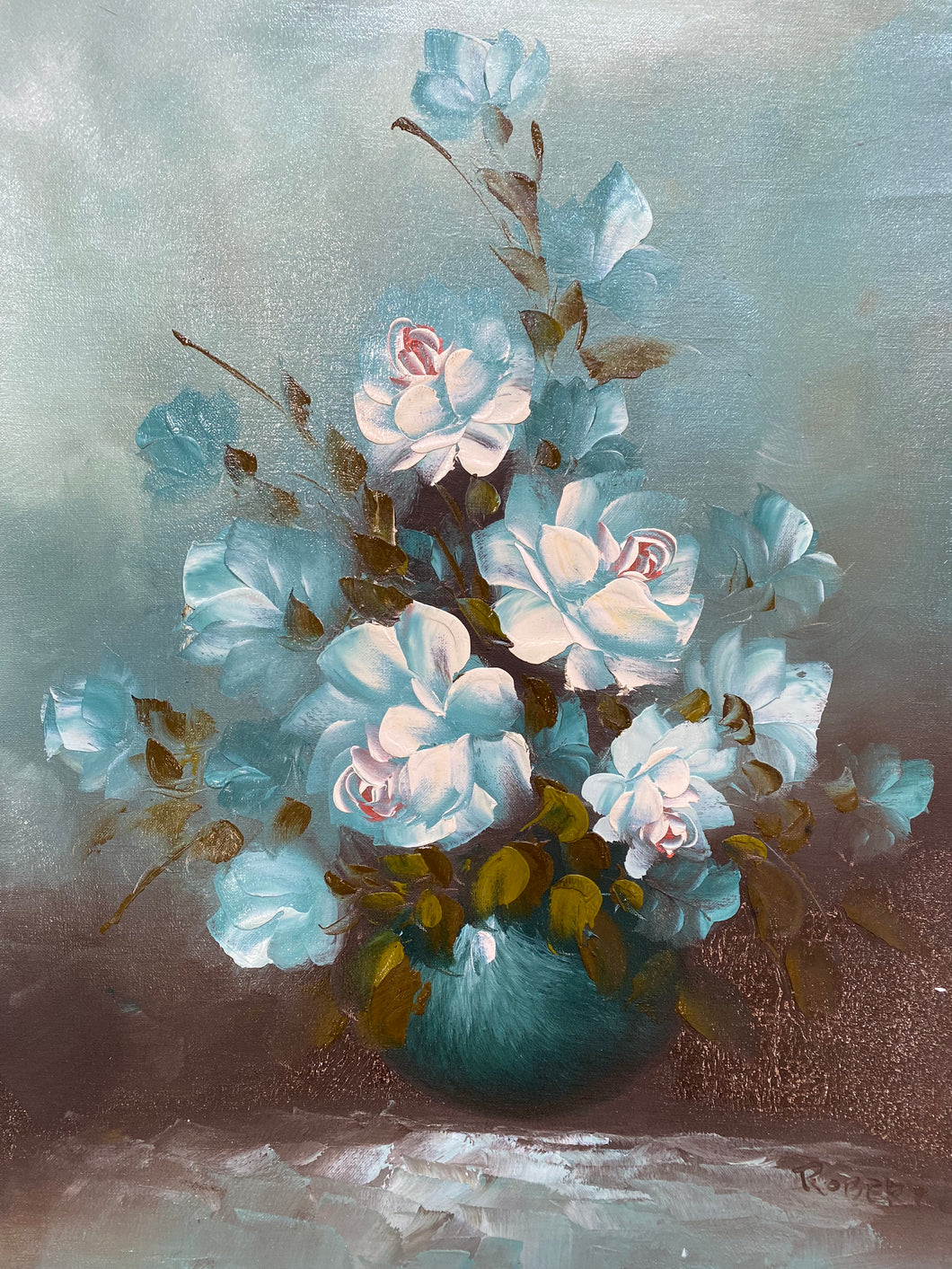 Vintage Oil Painting Blue Floral Was $120