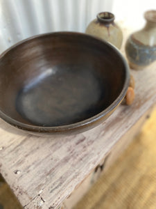 Large Hand Turned Bowl in Brown Glaze