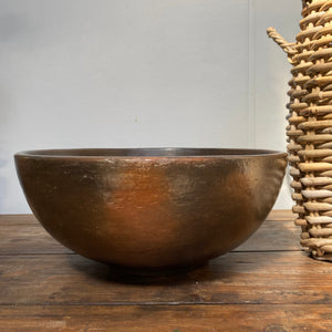 Large Hand Turned Bowl in Brown Glaze