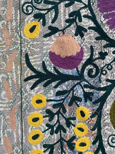 Vintage Kantha Quilt with Suzani Embroidery #6