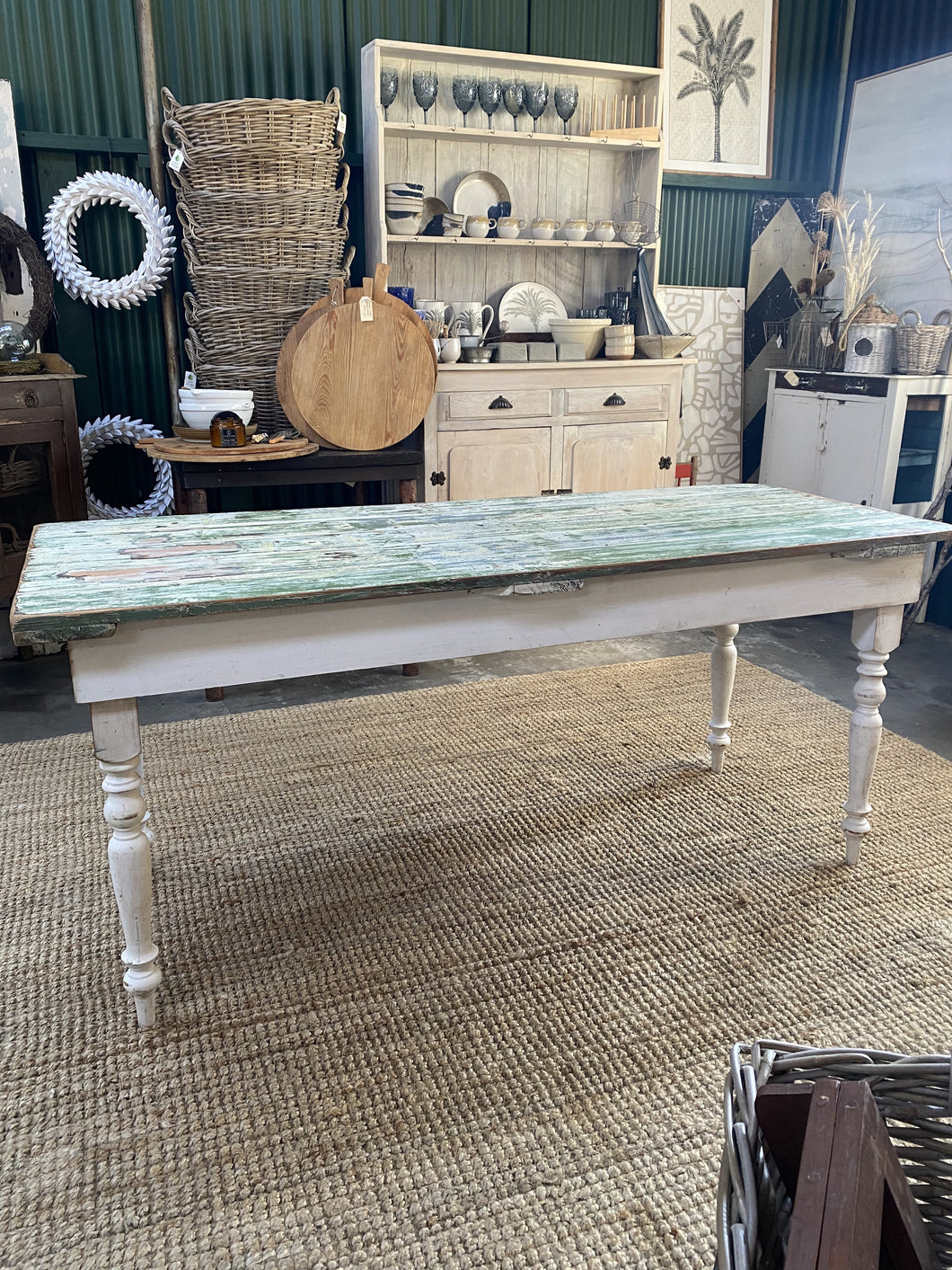 Lovely Green Topped Country Table