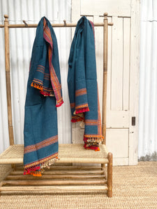 Hand Woven Shawls or Throws (Stone Blue and Orange) Reduced from $195