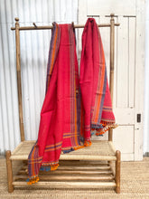 Load image into Gallery viewer, Hand Woven Shawls or Throws (Red, Cyan, Tumeric) Reduced from $195