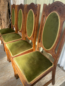 Green Velvet Upholstered Dining Chairs