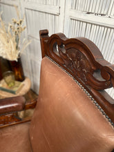 Load image into Gallery viewer, Pair of Antique Carved and Decorative Leather Armchairs