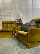 Load image into Gallery viewer, Vintage Chartreuse Velvet Lounge Suite