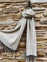 Load image into Gallery viewer, Lao Cotton Scarf in Natural with Black Stripe