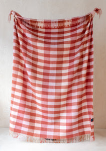 Lambswool Blanket in Cherry Blossom Check