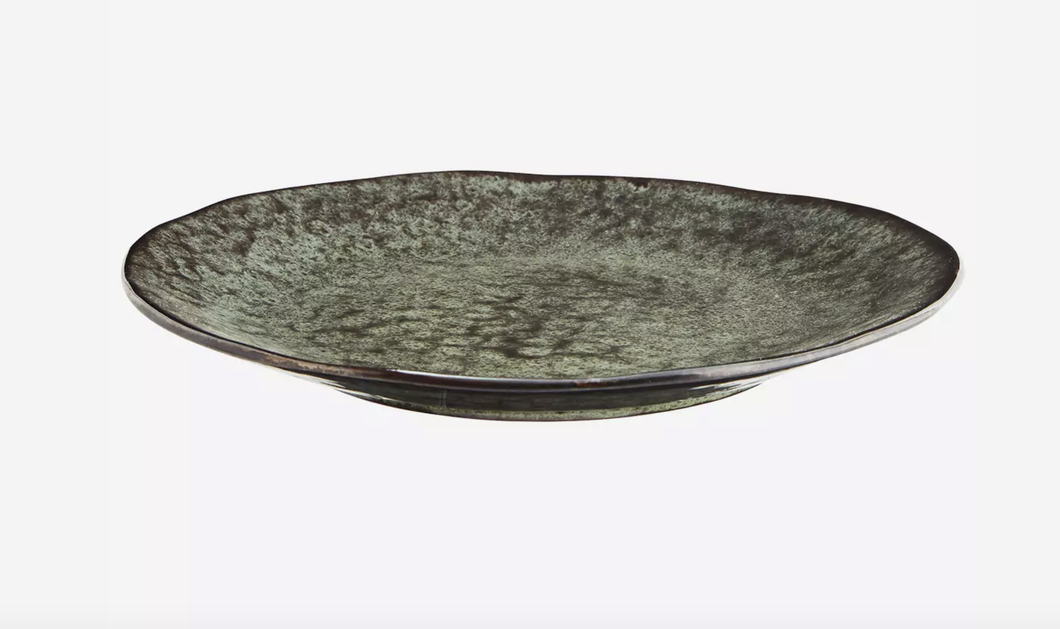 Madam Stoltz Stoneware Dinner Plate Dark Green