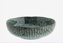 Load image into Gallery viewer, Madam Stoltz Stoneware Serving Bowl Green/Black
