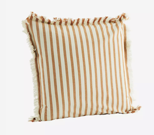 Madam Stoltz Printed Stripe Cushion with Fringes