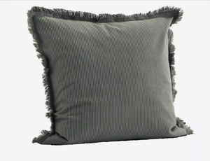 Madam Stoltz Striped Cushion Ivy Black