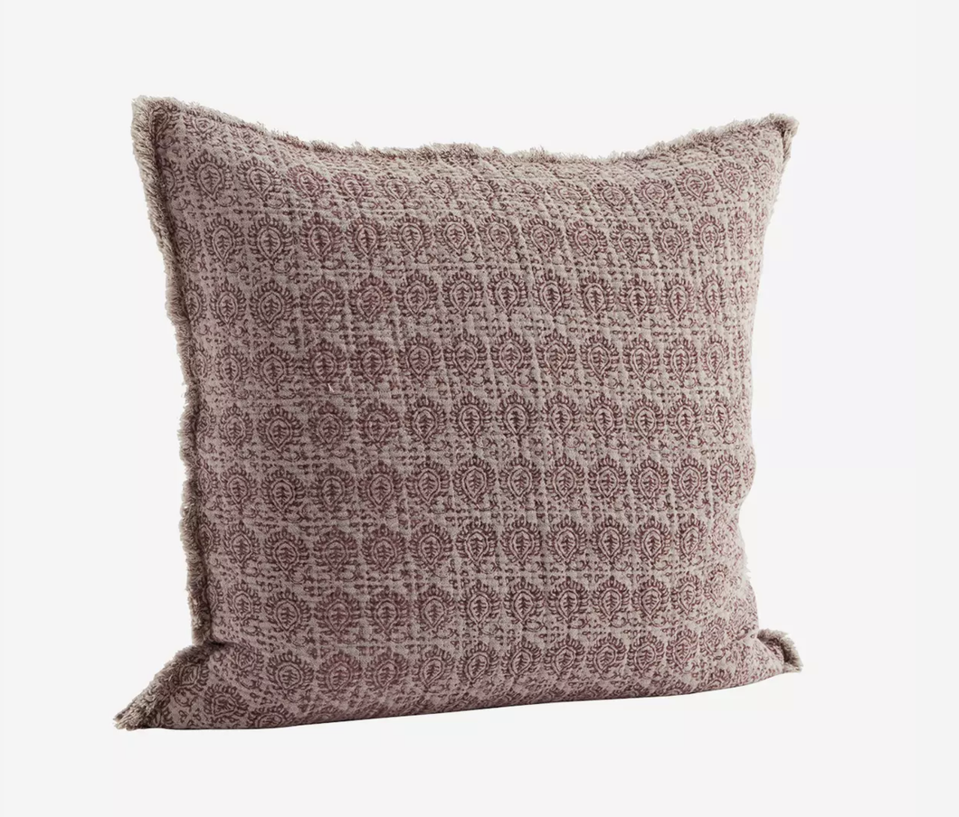 Madam Stoltz Printed Cushion Stitched Raspberry