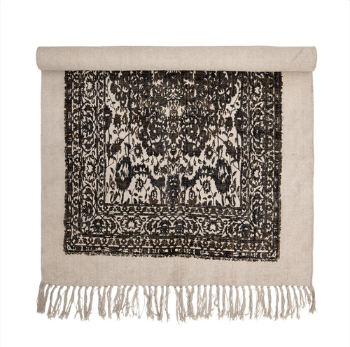 Printed Black Cotton Rug Was $215 Now $107.50