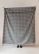 Load image into Gallery viewer, Lambswool Blanket in Forest &amp; Pink Gingham