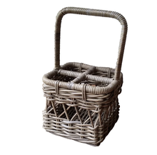 Load image into Gallery viewer, Grey Wicker Wine Carrier