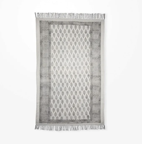 Muted Sage Block Printed Cotton Rug (Kory) Was $264 Now $132