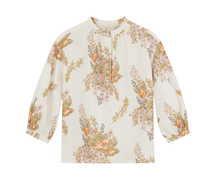 Les Fleurs Sauvages Linen Button Blouse