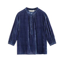 Load image into Gallery viewer, Silk Road Button Blouse in Bleu