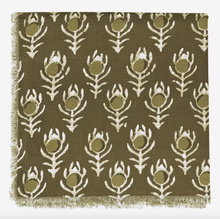 Load image into Gallery viewer, Madam Stoltz Printed Tablecloth with Fringes Olive