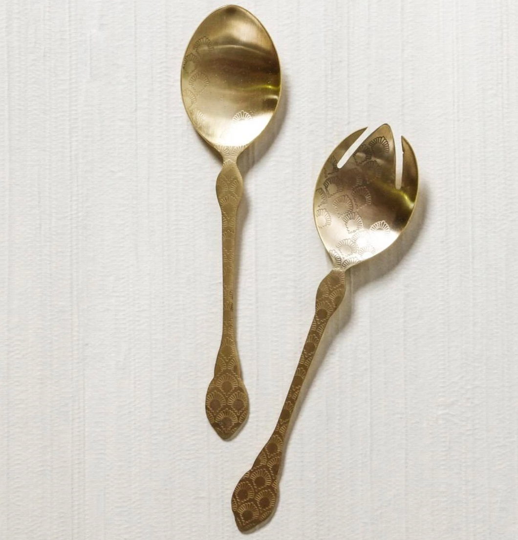 Etched Salad Servers