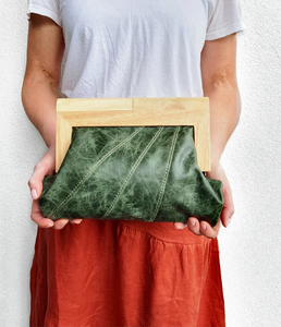 Australian made timber and leather clutches