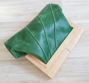 Australian made timber and leather clutches