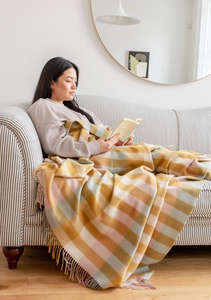 Lambswool Blanket in Pear Blossom Check