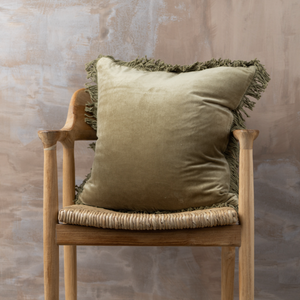 Fringed Cotton Velvet Cushions