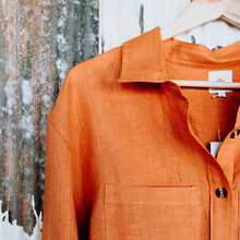 Load image into Gallery viewer, Orange Rust Linen Shirt