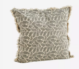 Madam Stoltz Printed Cushion with Fringes